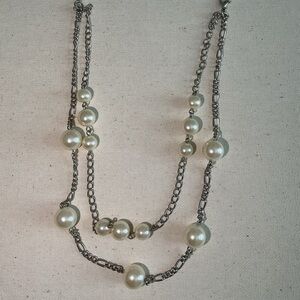 Elegant Silver Pearl Necklace